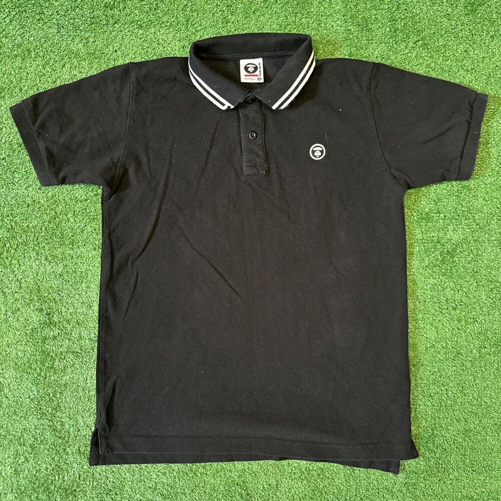 Aape By A Bathing Ape Polo Shirt Men’s Medium Black Classic Embroidered